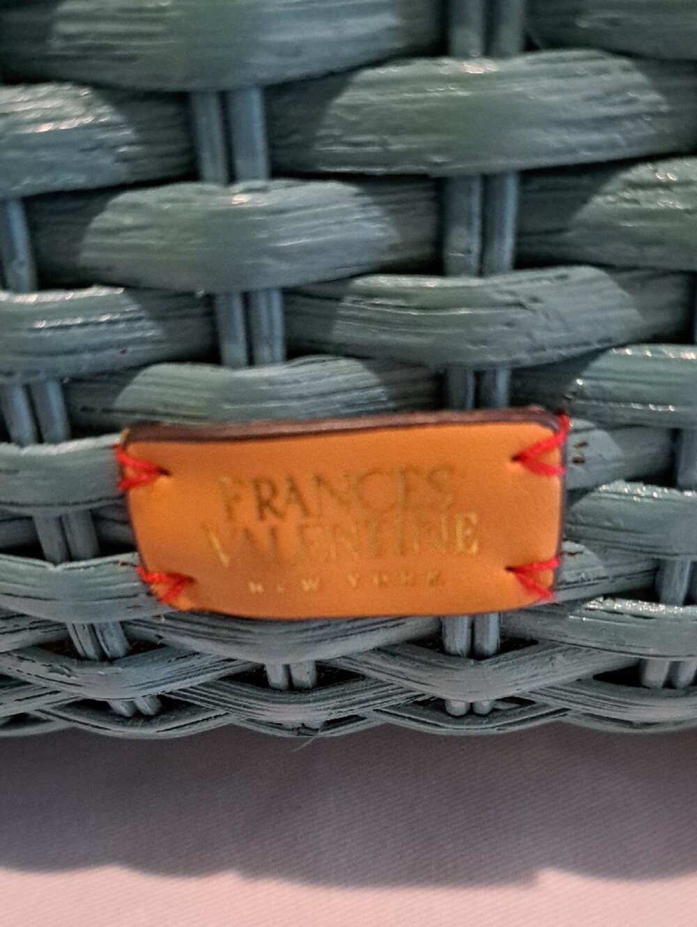 Frances Valentine Teal Buzzy Basket Woven Tote with Bamboo Top Handle - Picture 2 of 16